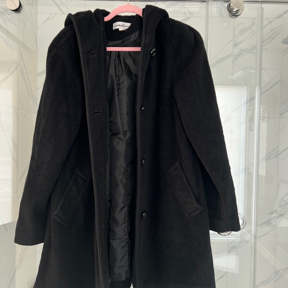 Classic Black Hooded Pea Coat